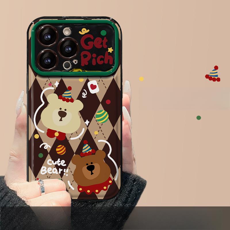 Подходит для чехла для мобильного телефона Apple 15 IPhone 13/14promax Рождественский медведь кукла ремешок 12 откидное зеркало