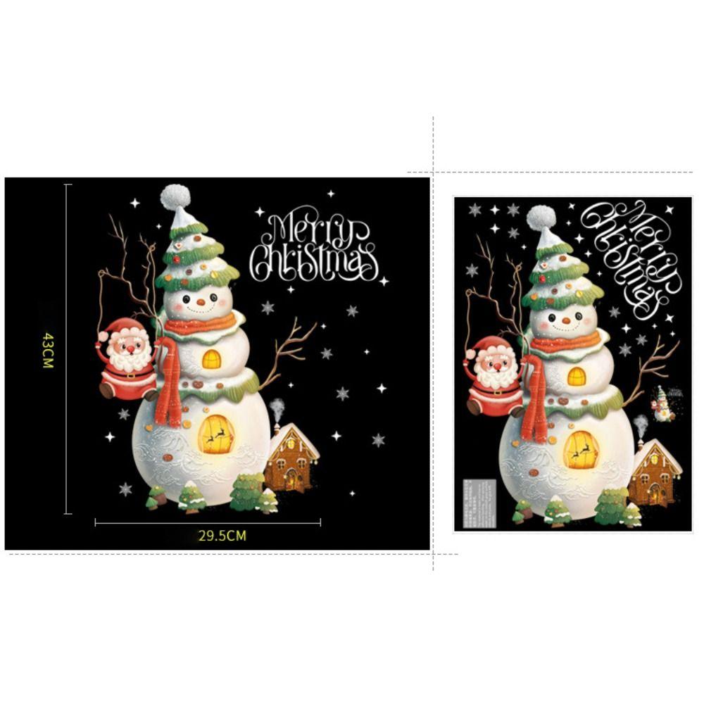 Электростатические наклейки на витрину Мультяшный Санта Клаус Рождественская елка Постер Рождество