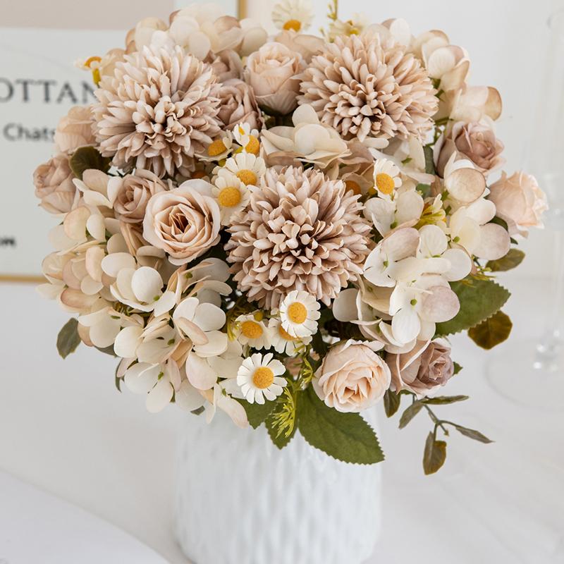 1 шт. Искусственные цветы Свадьба Дом Спальня Украшение Свадебный букет Сад Поддельная шелковая ромашка