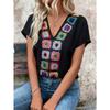 Футболка женская с коротким рукавом и V-образным вырезом, летние повседневные топы свободного покроя, женская одежда большого размера с цветочным принтом, узоры в стиле