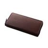 Long Wallet with Round Genuine Cowhide Chocolate Men's Zipper, Leather, Slide, 345194, Leather, [03]