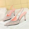 Shiny Sequin Pearl Wedding Women Pumps Luxury  Evening Party Slingbacks Slip on Sexy Pointed Toe High Heeled Female Shoes