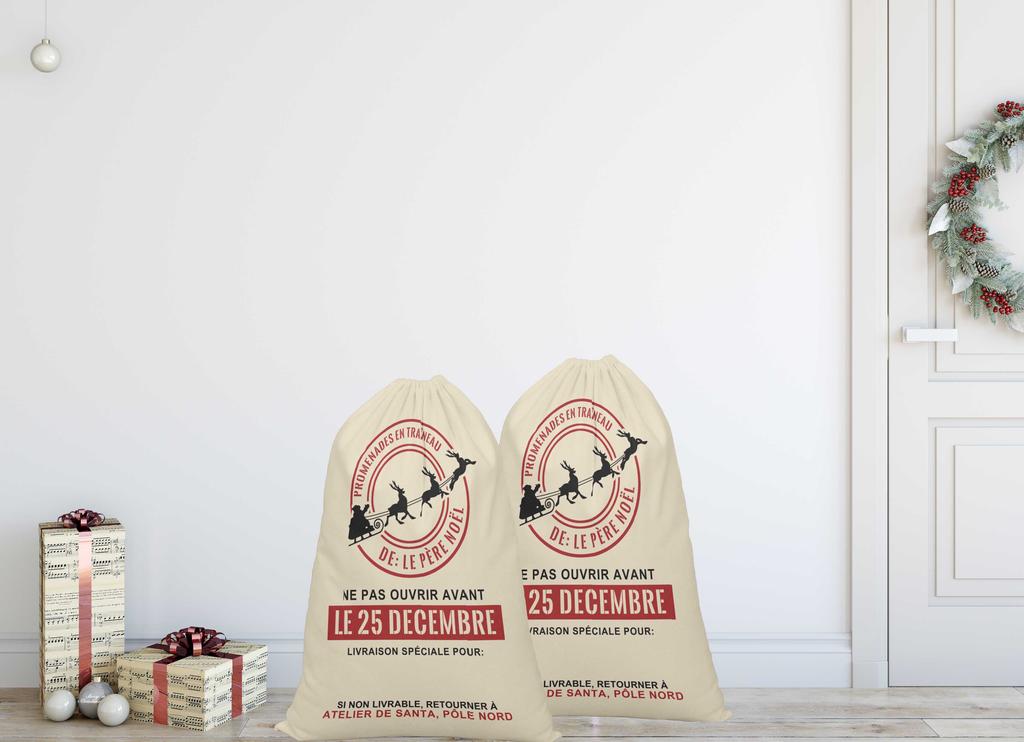 Printtoo Большая холщовая сумка на шнурке, рождественские мешки, подарочный мешок Санты, индивидуальный подарок на вечеринку, 2 шт., 27x20 дюймов
