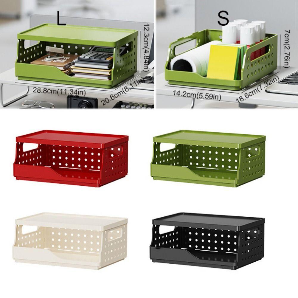 Plastic Storage Box Perforated Board Desktop Bookshelf Toy Container Foldable Storage Baskets  Home