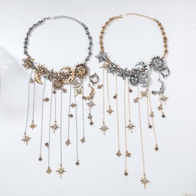 Подвеска-солнце в стиле бохо, ожерелье с подвеской-звездой, многослойное ожерелье, женское ожерелье, женские украшения
