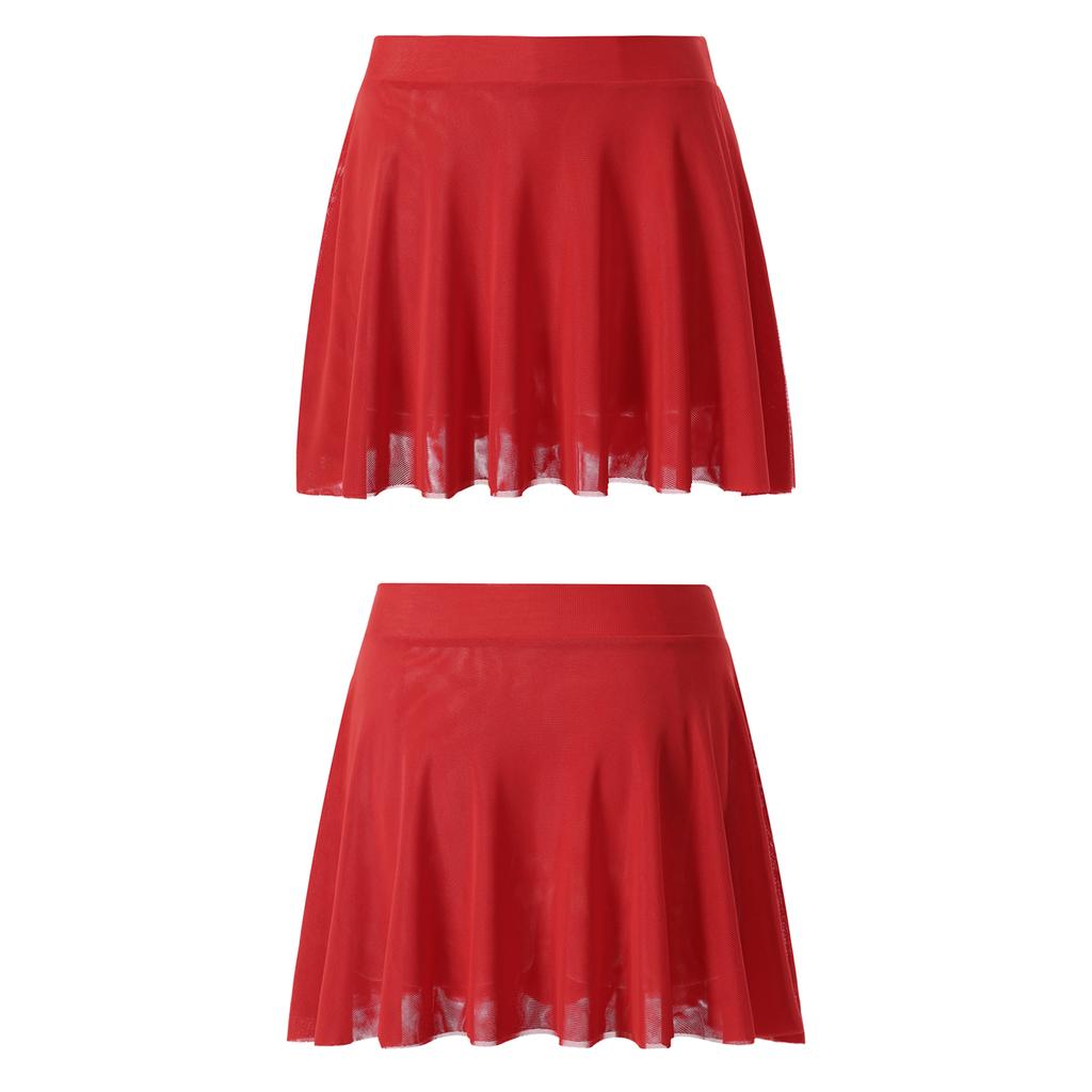 Женская повседневная однотонная плиссированная мини-юбка с высокой талией для ночной одежды, вечерние пижамы, двухслойная сетчатая юбка-трапеция с оборками