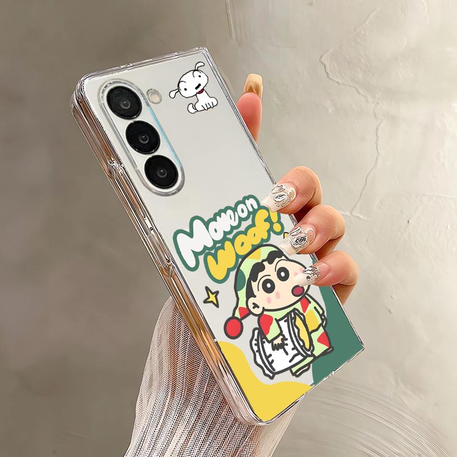 Shin Cartoon Little White Case for Samsung Galaxy ZFold7 ZFold4 ZFold6 ZFold3 ZFold5 Z Fold 7 6 5 4 3 Back Phone Cover