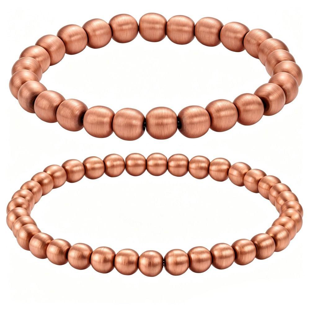 Smooth Beads Pure Copper Bracelet Elastic Cord Beaded Bracelet New Copper Bead Bracelet Women Men