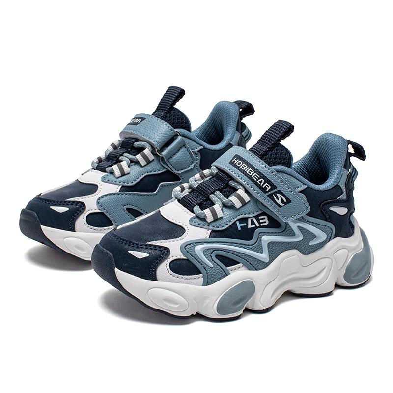 Kids Sneakers Boys Girls Chunky Shoes Synthetic Leather Hook Loop Casual Sports Shoes Lightweight Comfortable School Walking Shoes Spring Autumn