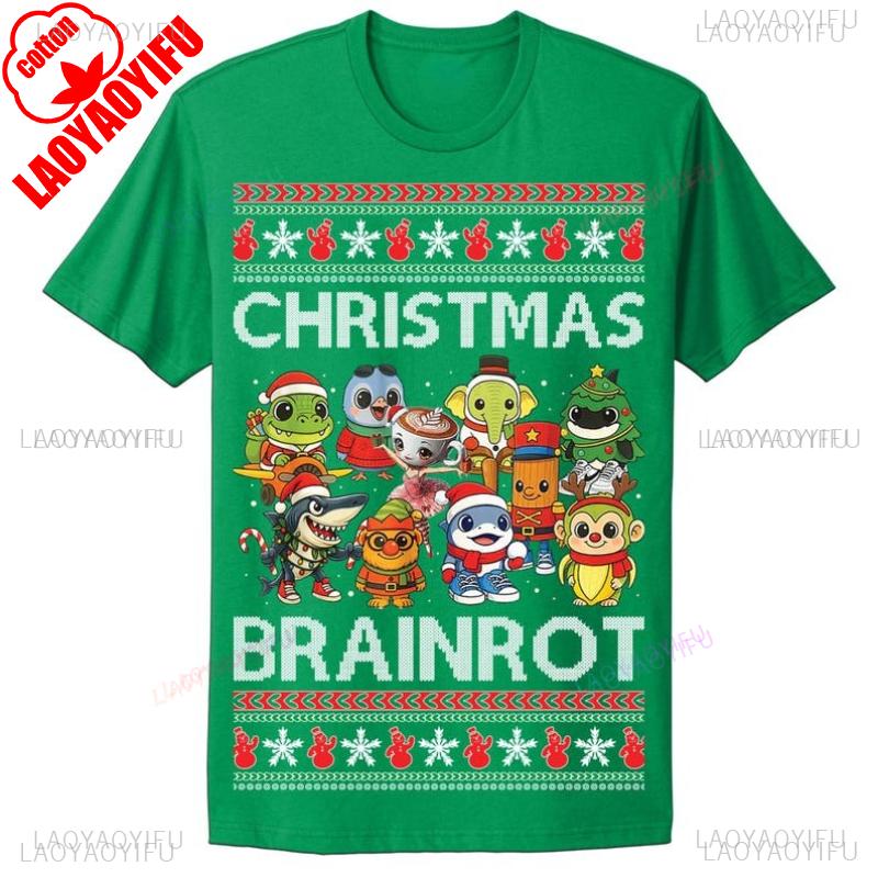 Ugly Lovely Funny Christmas Brainrot Cartoons Tee Shirt Hipster Street Fashion Printed Tshirt Tops Unisex Casual Shortsleev