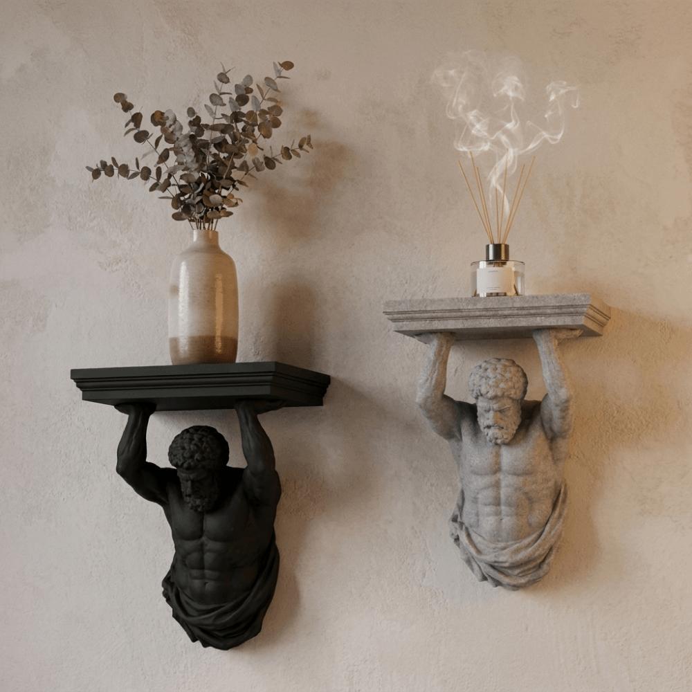 Plastic Floating Storage Rack Decorative Atlas Statue Wall Bracket Atlas Wall Shelf Home Decor