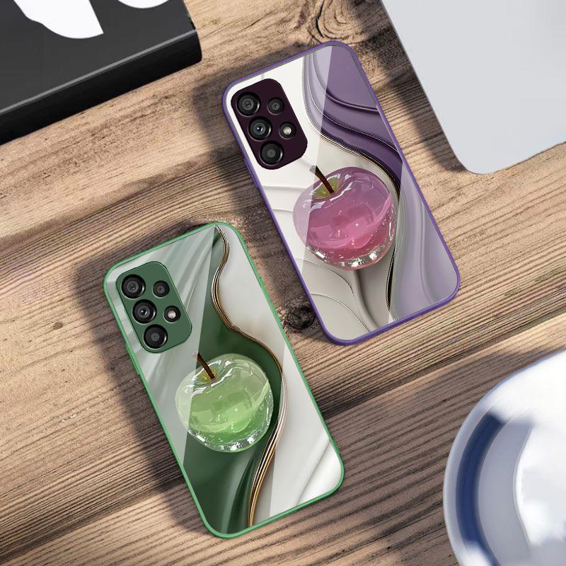 Прозрачный цветной яблоко Для Samsung Galaxy S10 4G S20 11E 30 S21 22 S24 Fe Pro S23 S25 Ultra 5G S9 Чехол для телефона из закаленного стекла