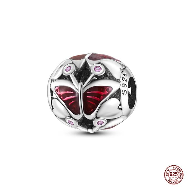 Новые стерлингового серебра 925 пробы красного цвета, подвески в форме сердца, бусины, ювелирные изделия на удачу, подарки