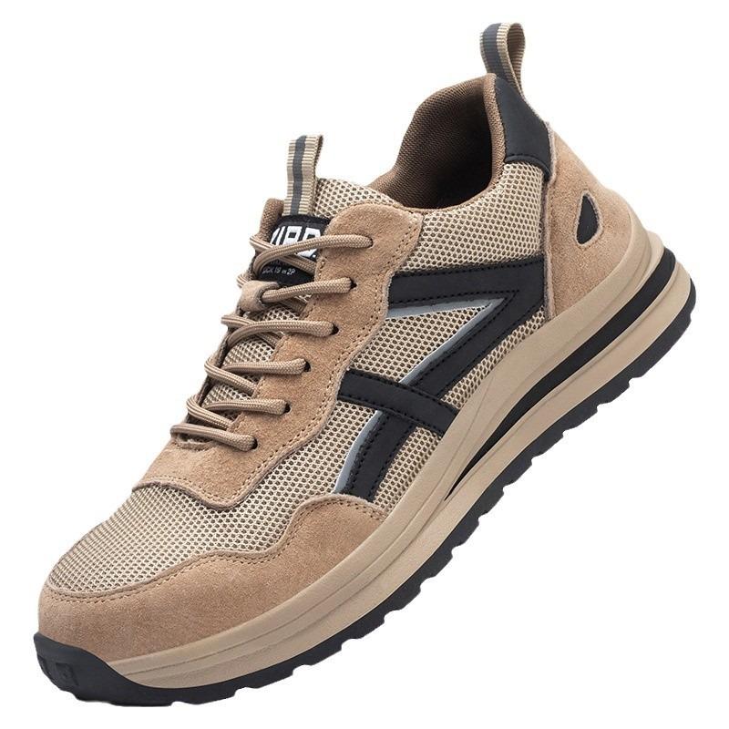 Мужские рабочие ботинки с мягкой подошвой, стальным подноском, защитой от ударов и проколов, износостойкой резиновой подошвой, дезодорирующие и дышащие, для строительной площадки