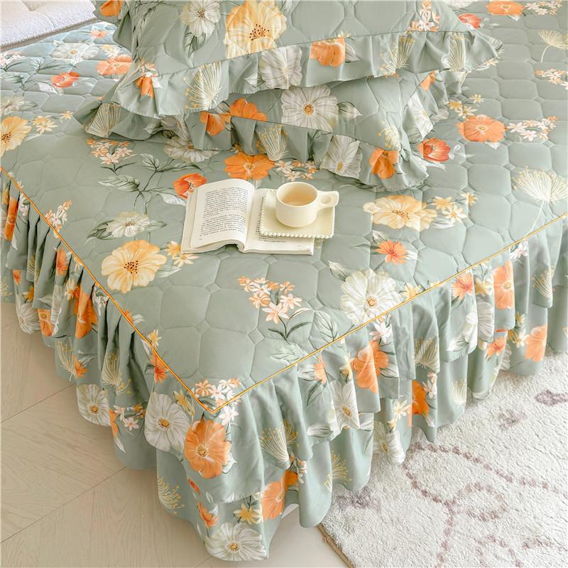 1 шт. Утолщенная Подзорная юбка для кровати в цветочном стиле Постельное белье Двухслойное кружевное покрывало для кровати Домашнее покрывало faldones de cama (Нет наволочки)