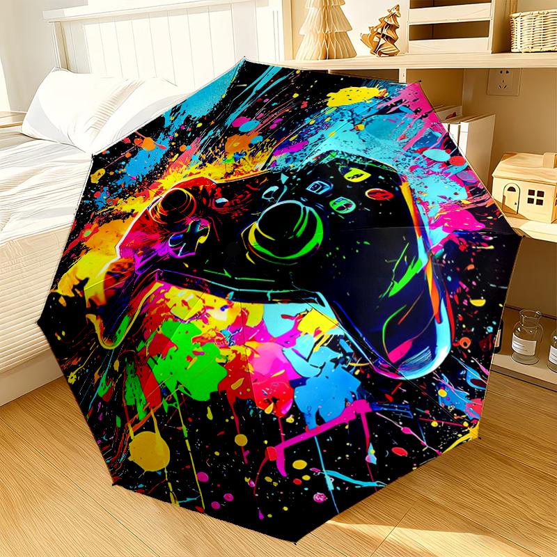 Gaming Controller Neon Art Umbrella 8-Frame for Travel, camping, Casual Lightweight Portable Umbrella, Essential for every family Holidays Gift