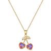 Stainless Steel Jewelry Set Non Fade Zircon Cherry Charm Pendant Necklace Earring for Women Clavicle Chain Choker Charm Jewelry