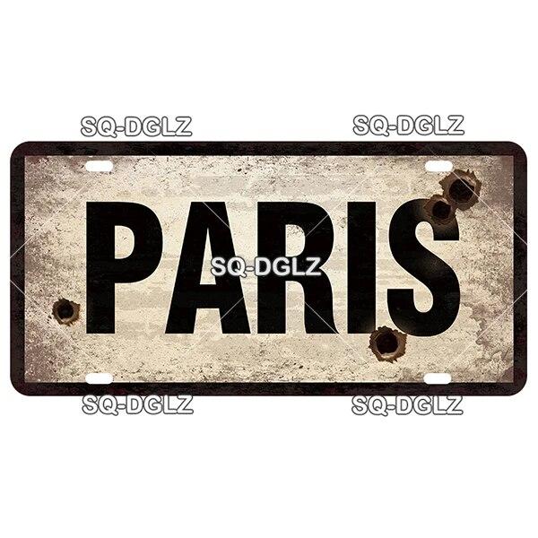 SQ-DGLZ Paris Bangde Road License Plate Warning Tin Sign State Wall Decoration Metal Sign Home Decor Painting Plaques Art Poster