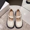 Fashion 2024  Japanese Style Vintage Buckle Mary Janes Shoes Women'S Shallow Mouth Casual Student Pu Leather Shoes Thick Bottom