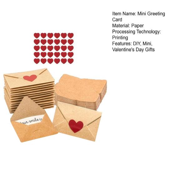 30/60 шт. Мини-записки о любви Сделай сам Маленькие открытки Наклейка-сердечко Записка о любви с конвертами День святого Валентина Романтические