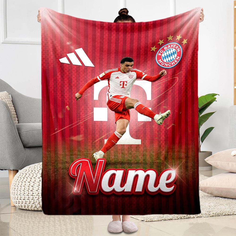 Bayern Munich Soccer Art Customize Text Blanket Gift Personalized Blanket Durable Comfort for Livingroom Sofa Office Home Decor for All Occasions
