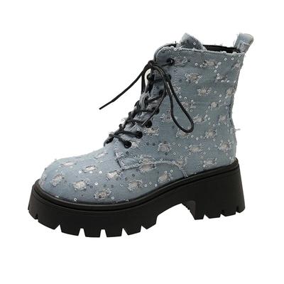 Модные женские ботинки большого размера 2024 Осень/зима Новые ботильоны с пряжкой Круглый носок Плоские Повседневные ботинки Мартенсы Женские Ретро