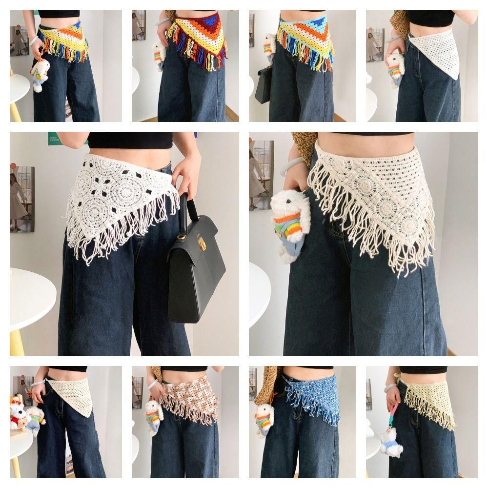 Cummerbund Ethnic Style Waist Band Bohemian Turban Apron Wrap Knitted Triangle Headscarf Summer