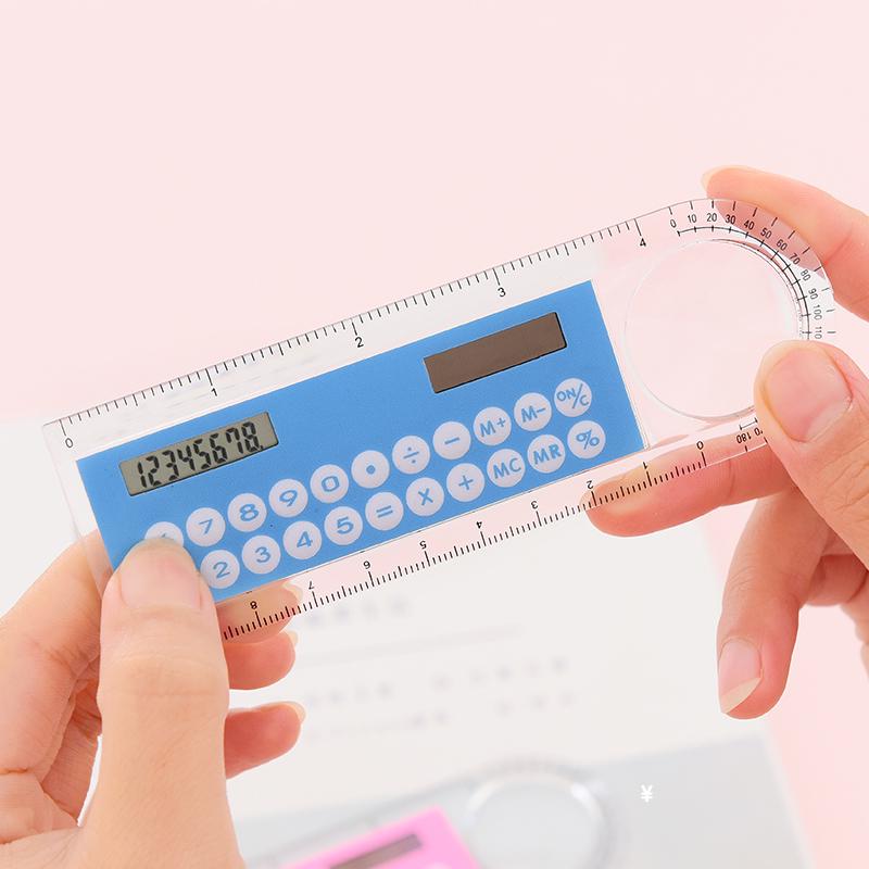 Солнечная линейка 10 см линейка мини цифровой калькулятор 2 в 1 детские канцелярские принадлежности школьные офисные подарки ARI