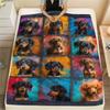 1Pc Dachshund Puzzle Print Flannel Blanket, High quality Comfortable for All Seasons, Home Decor, Warmth and Comfort, Perfect for Christmas Gifts