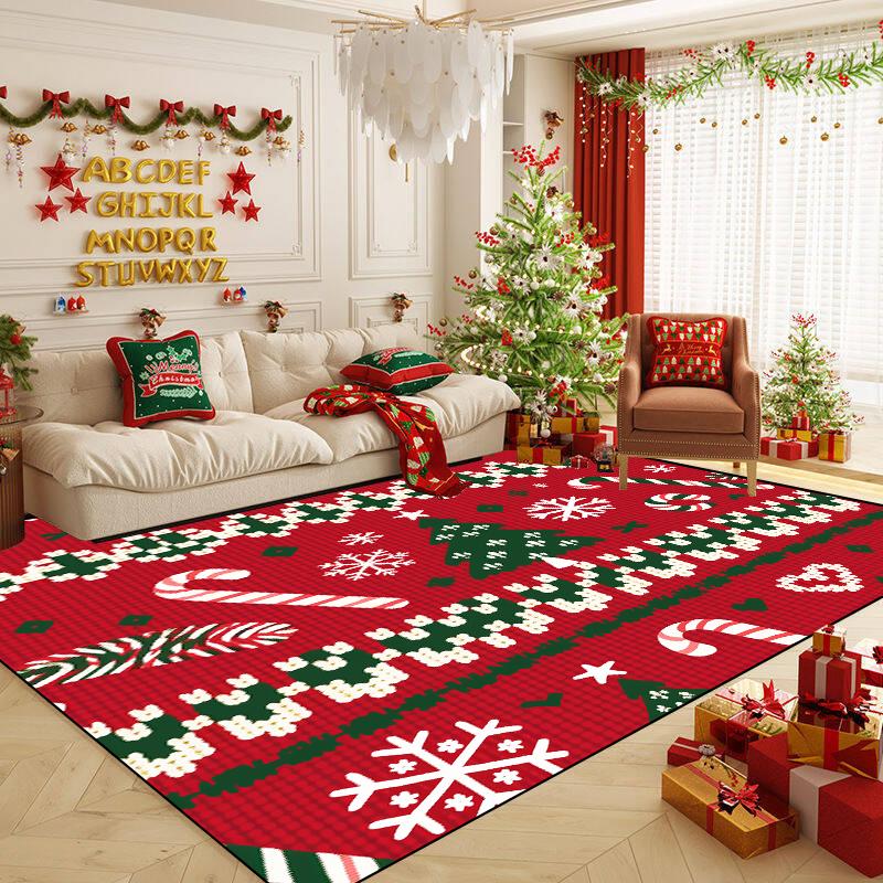 Christmas Tree Decor Rug Large Living Room Decoration Home Carpet Cartoon Children's Bedroom Mat Non-slip Lounge Rug Customized