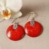 925 Silver Earrings Resin Coral Pair