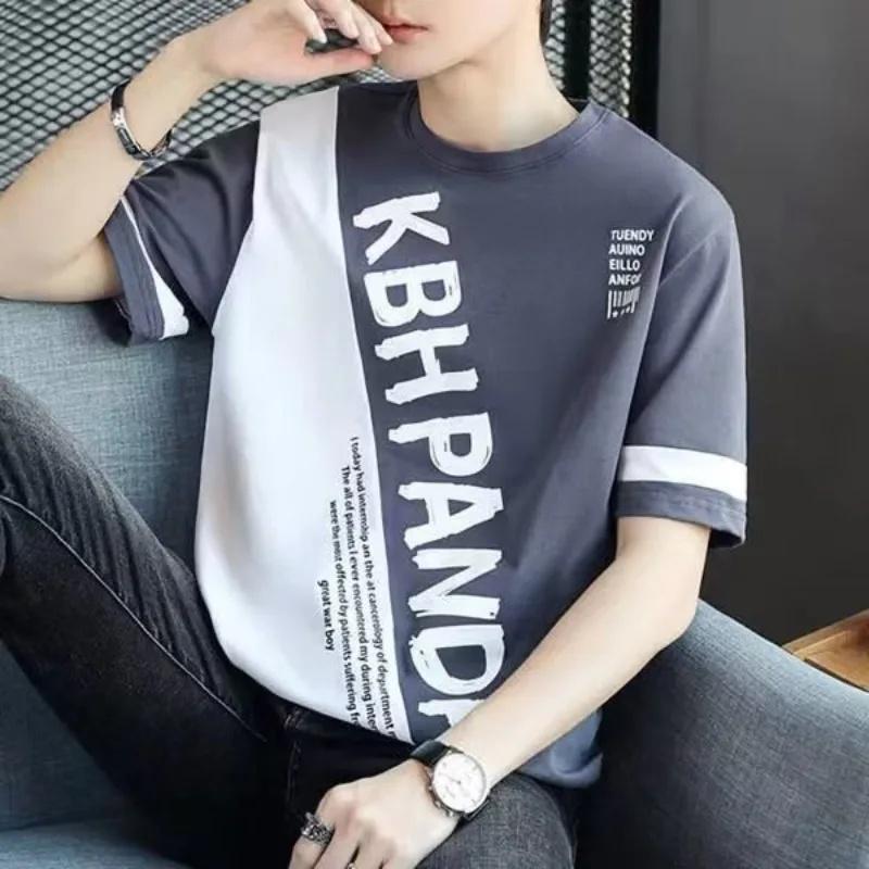 Новая мужская футболка свободного кроя с коротким рукавом Ice Silk со стальным принтом — тренд весны/лета