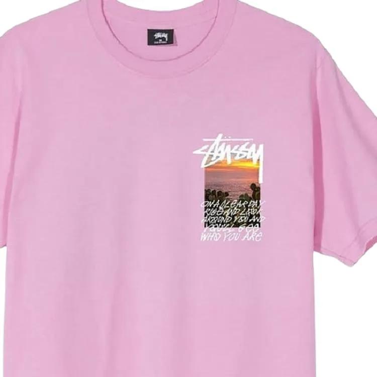 Stussy T-Shirts Unisex Crew Neck Moderate Straight Fit (Unisex) T-Shirts 1904502 PINK