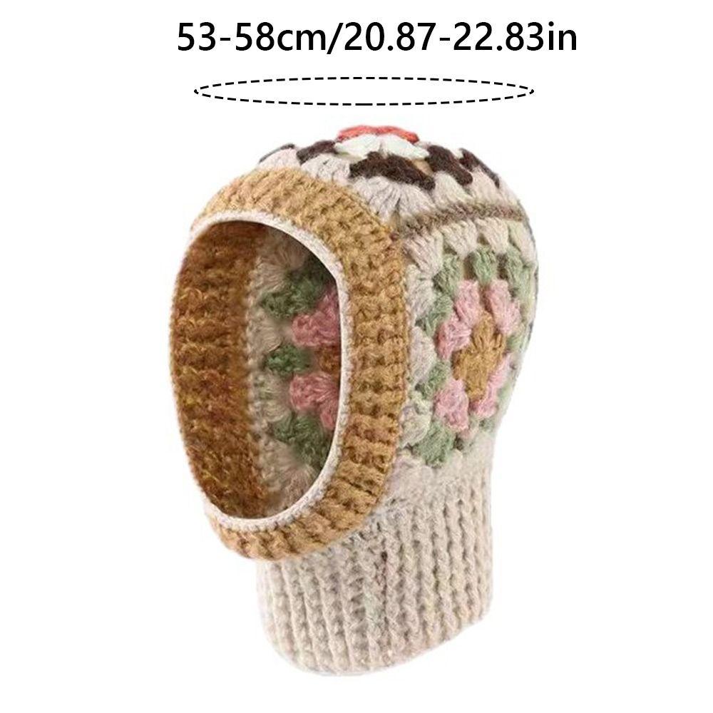 Colorful Knitted Yarn Hat Ear Protection Pullover Hat Windproof Knitted Hooded Caps Cold Weather