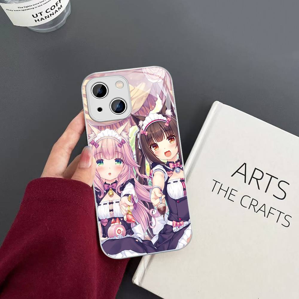 Закаленное стекло Chocola Nekopara для iPhone 14 13 12 11 Pro Mini XS MAX 14Plus X XS XR Чехлы