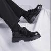 Fashion Autumn New Men's Black Casual Leather Shoes with Soft Sole Simple Comfortable Interior Height Increase Casual Formal Shoes