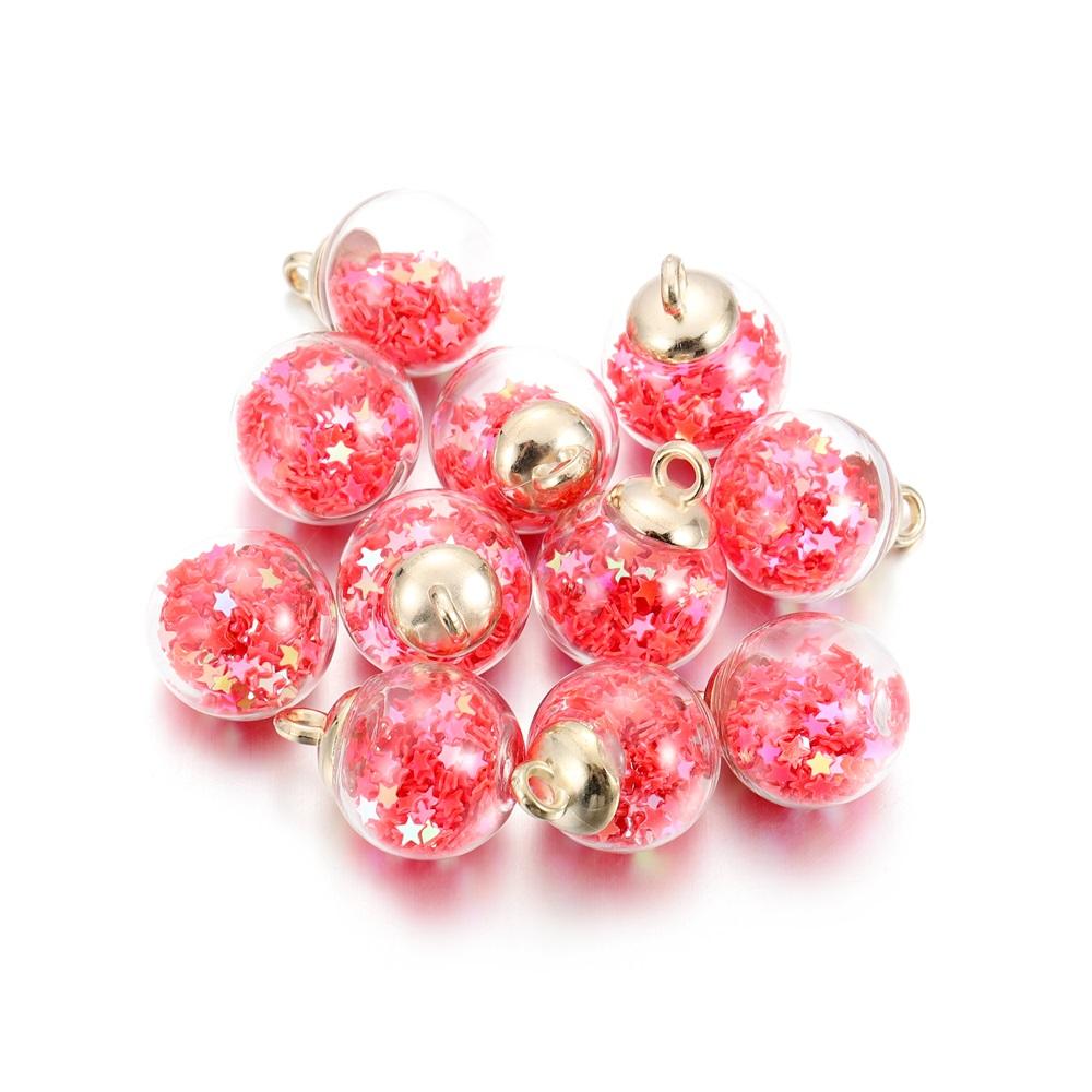 10Pcs Charms Star Sequins Transparent Glass Ball 16Mm Pendants Crafts Making Findings Handmade Jewelry Diy For Earrings Necklace