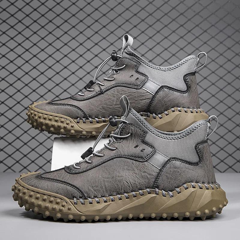 Мужская кожаная повседневная обувь ручной работы повседневные ботильоны для мужчин осень-зима уличное модное повседневное обувь мужские Hombres Botas