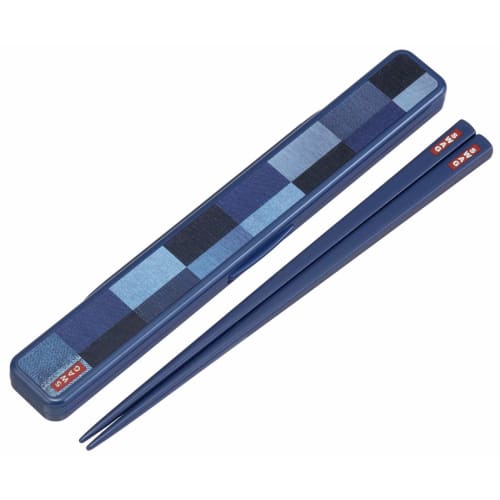 Skater Silver Ion Ag+ Antibacterial Chopsticks and Chopstick Case Set, 19.5cm, Denim, Made in Japan, ABC4AG