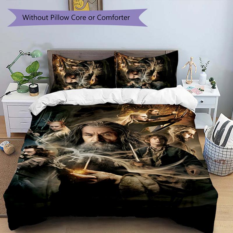 Tolkien Fan 3pcs Bedding Set Duvet Cover Closure Includes 1 Duvet Cover & 2 Pillowcases for All Seasons Bedroom Home Dorm Decor