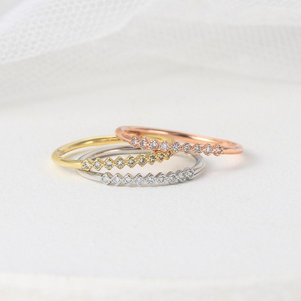 ZHOUYANG Dainty Ring For Women Simple Elegant Simple Geometry Mini Zircon Gold Slim Finger Rings Jewelry R157
