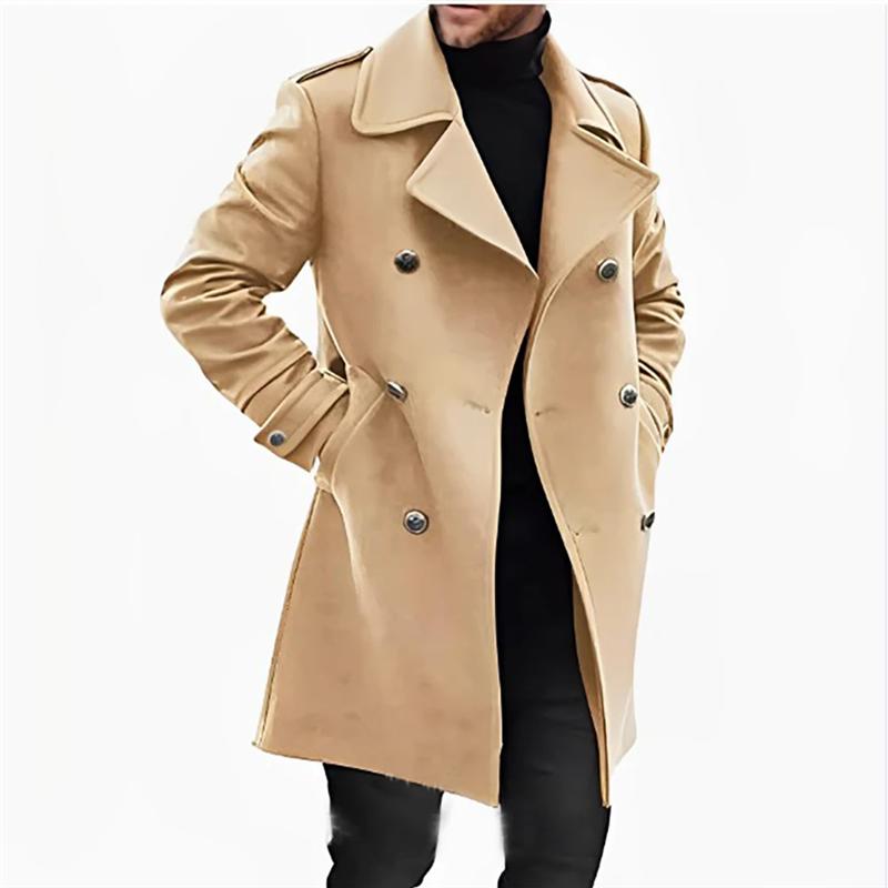 Autumn Winter Men's Woolen Coats Fashion Thick Turn Down Collar Casual Wool Blends Outerwear Coats Men