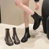 Foreign Trade British Style Martin Boots Women's 2024 Autumn New Low Heel with Round Head Soft Leather Super Fire Versatile Chelsea Boots