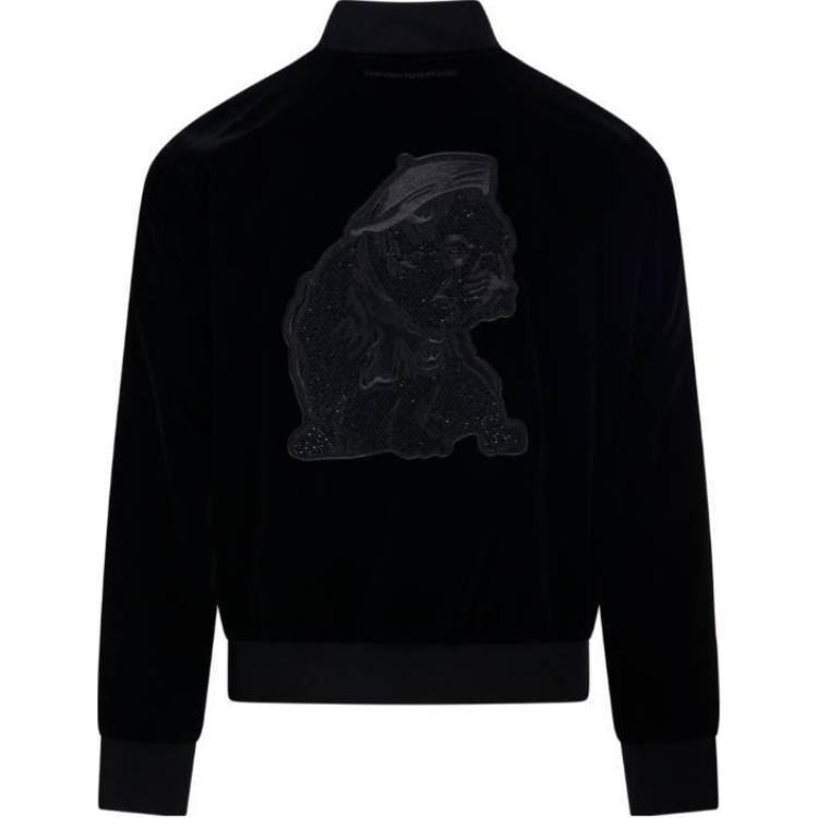 EMPORIO ARMANI Embellished Zipped Velvet Jacket 6D1BF3-1NUXZ-0999