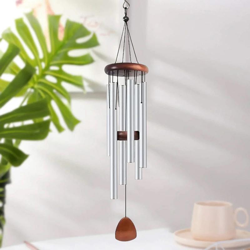 Classic 26 Inch Aluminum Pipe Wind Chimes With Wooden Hanging Tag Farmhouses Terraces Gardens Balcony Corridor Decoration