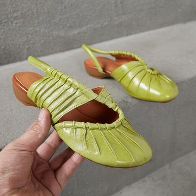 Модные сандалии AIYUQI 2025 нового стиля с закрытым носком, плиссированные нескользящие римские сандалии для женщин, летняя пляжная женская обувь больших размеров