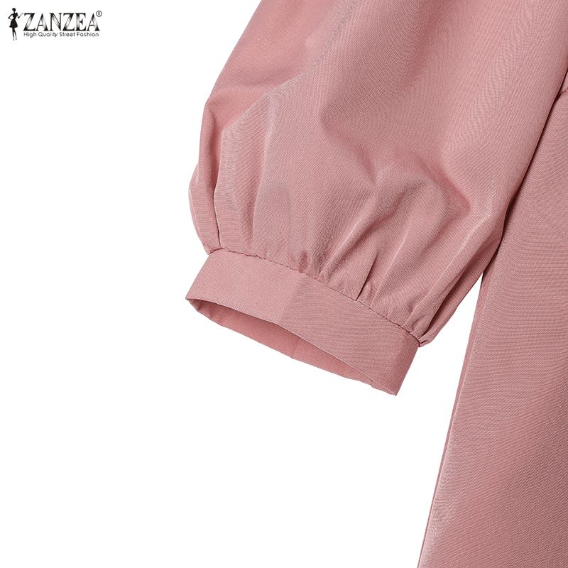 ZANZEA Женская повседневная однотонная блузка с v-образным вырезом и рукавами 3/4