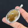 925 Sterling Silver Oval Natural Plume Agate Engagement Sister Pendant Jewelry