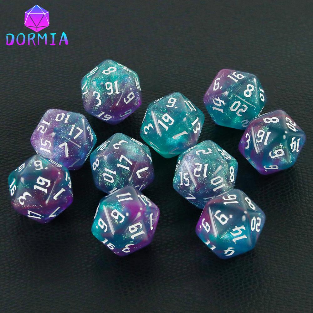 20-гранные разноцветные многогранные игральные кости D20, удивительные блестящие игральные кости для ролевых игр, DND, обучение математике, настольные игры