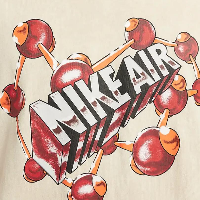 Nike Футболка с коротким рукавом и круглым вырезом, мужская футболка с принтом в виде букв, цвет песчано-дюнный, белый FZ5400-110
